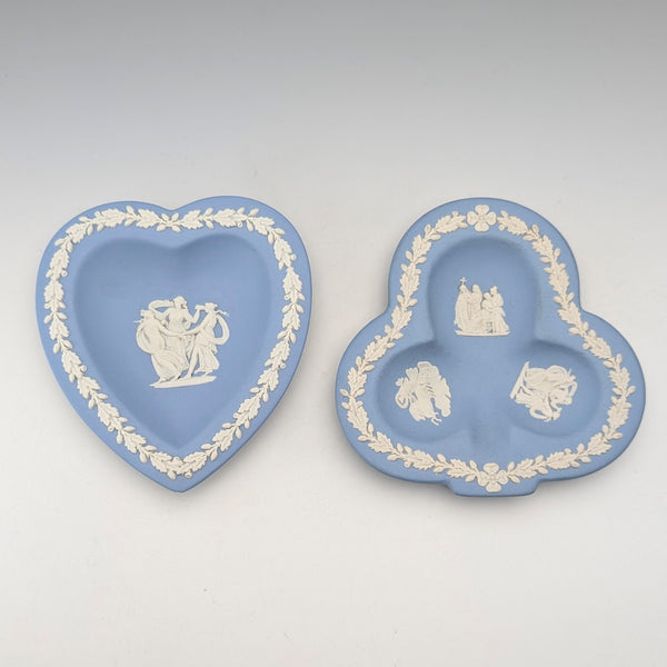 英国ヴィンテージ ウェッジウッド ジャスパーウェア製 ディッシュペア ペールブルー